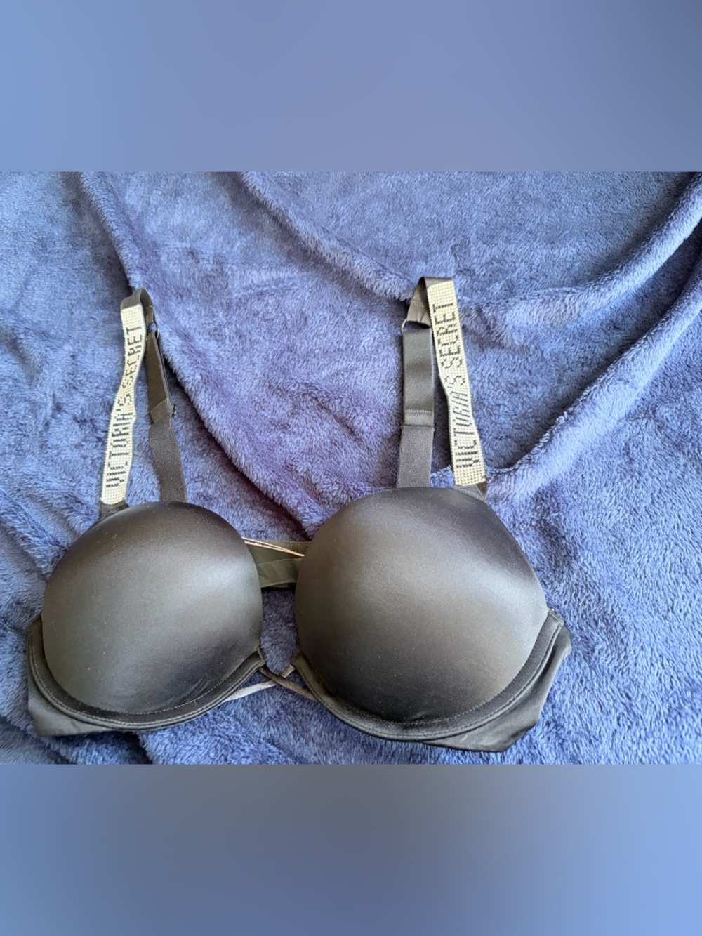Victoria's Secret Black Push-Up Bra with Branded Straps Bombshell